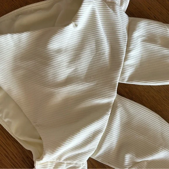 NEW Montce Tropez Tie-Up One Piece M tie waist ribbed Cream Rib - Picture 8 of 13